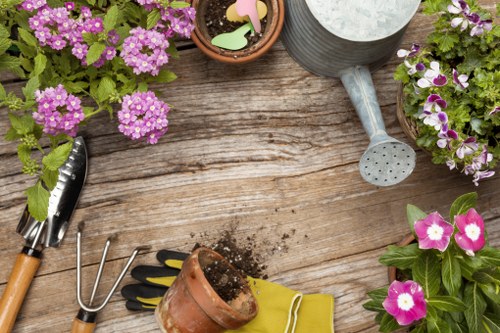 Preparation and installation stages for hard landscaping in a Tooting property
